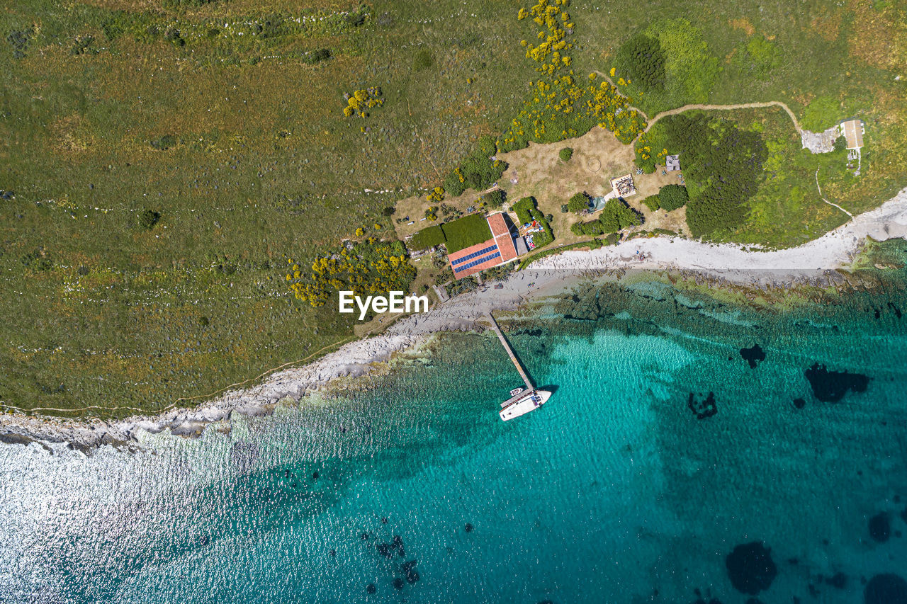 high angle view of sea waves