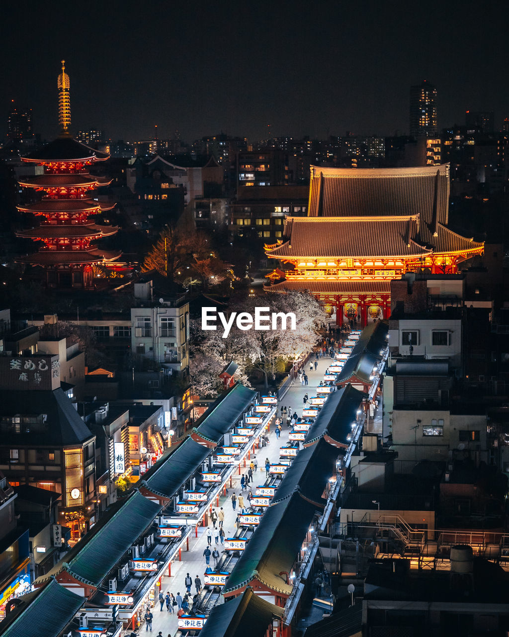 high angle view of illuminated city at night