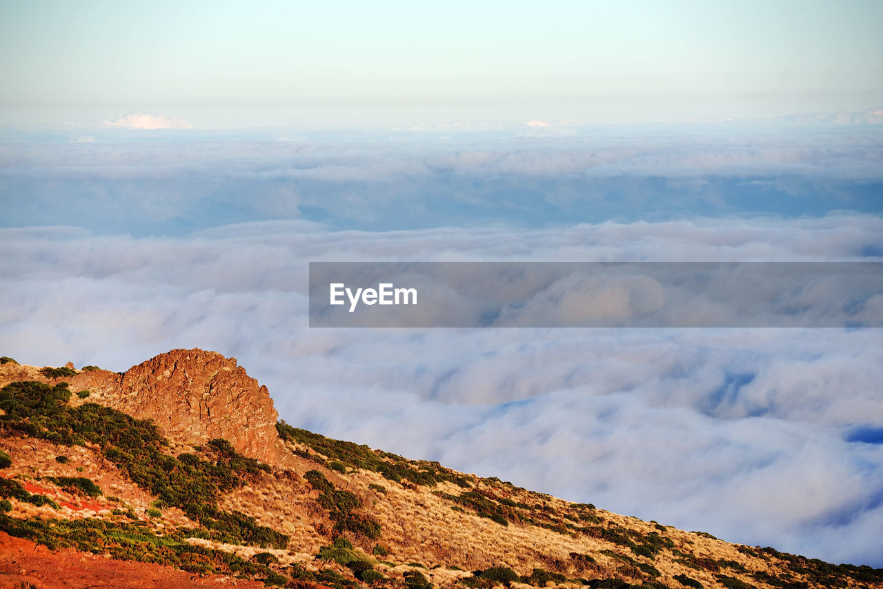 Majestic view of cloudscape covering el teide national park