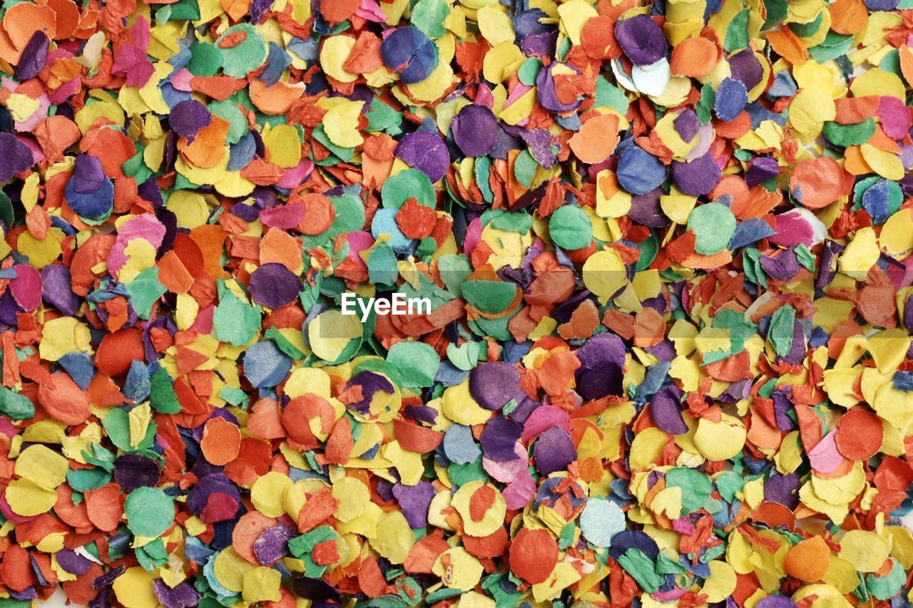 Full frame shot of colorful confetti