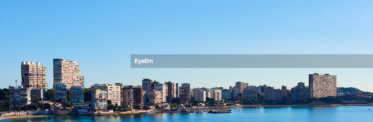 Panoramic view of buildings in city against sky