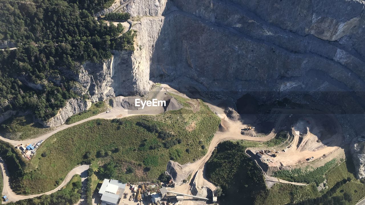 High angle view of trees on mountain