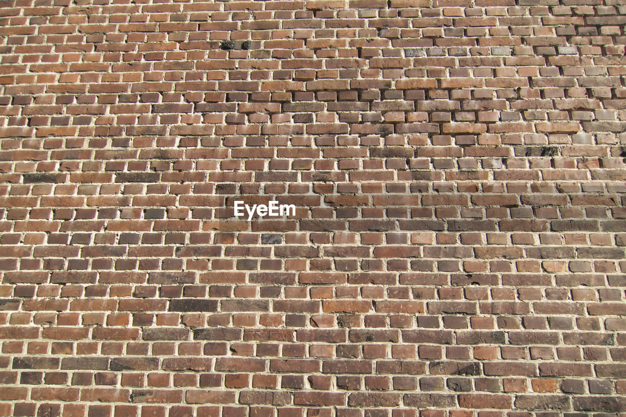 LOW ANGLE VIEW OF BRICK WALL AGAINST BUILDING