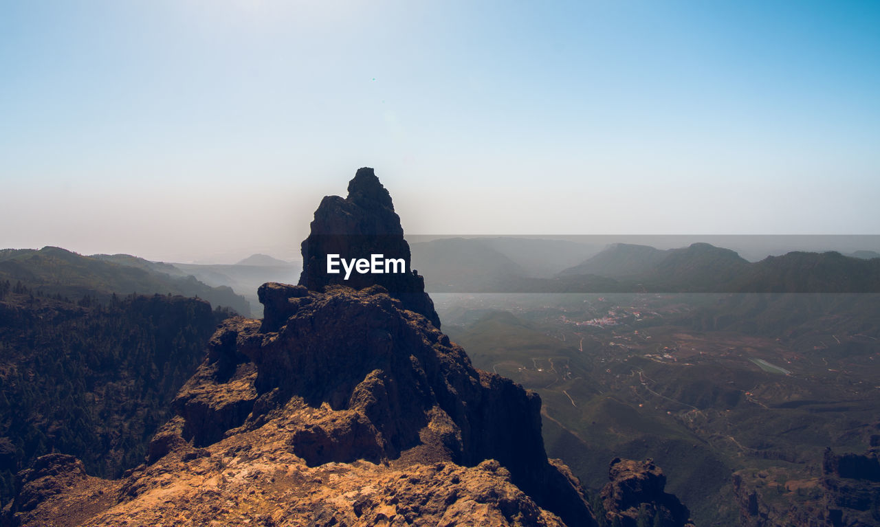 Rock formations on landscape against clear sky