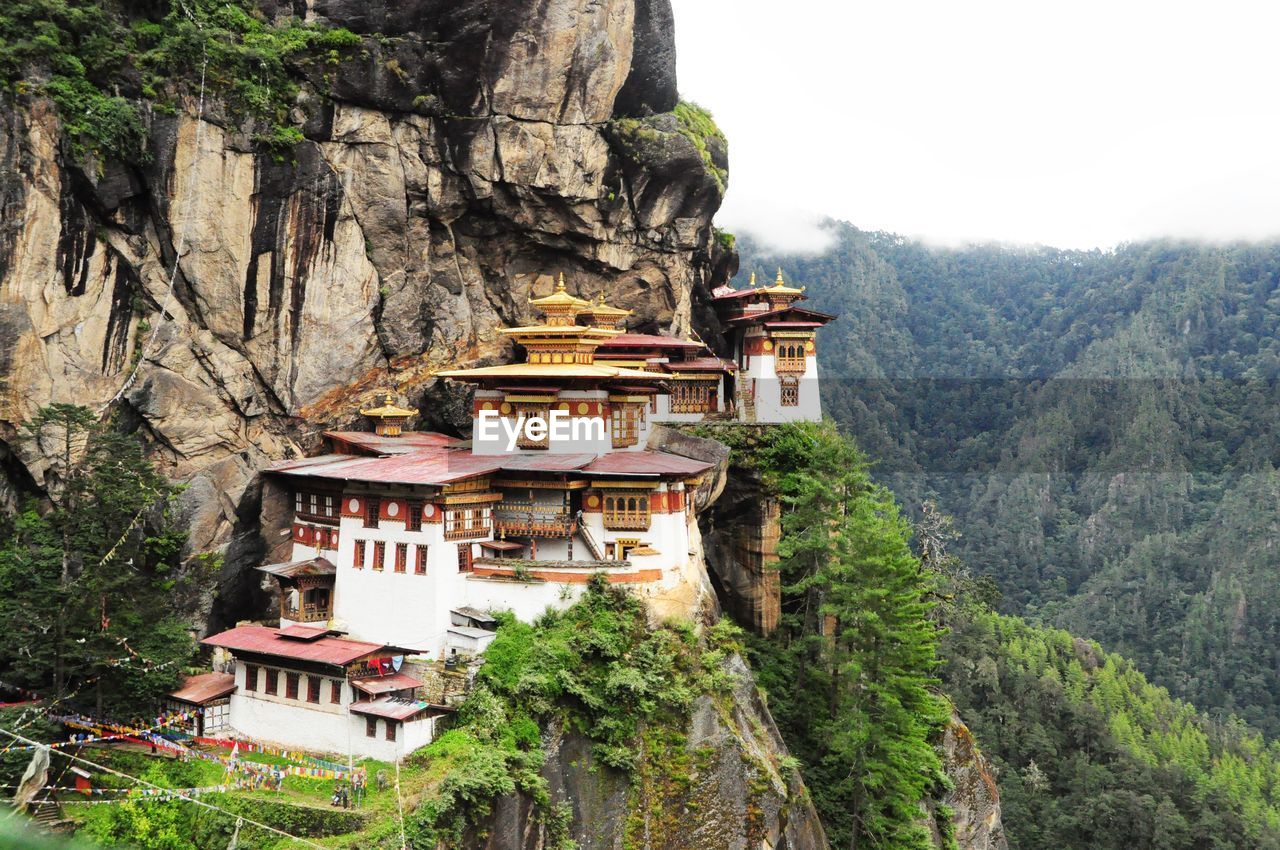 High angle view of temple on rock formation