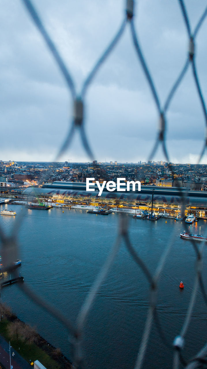 High angle view of amsterdam city at night