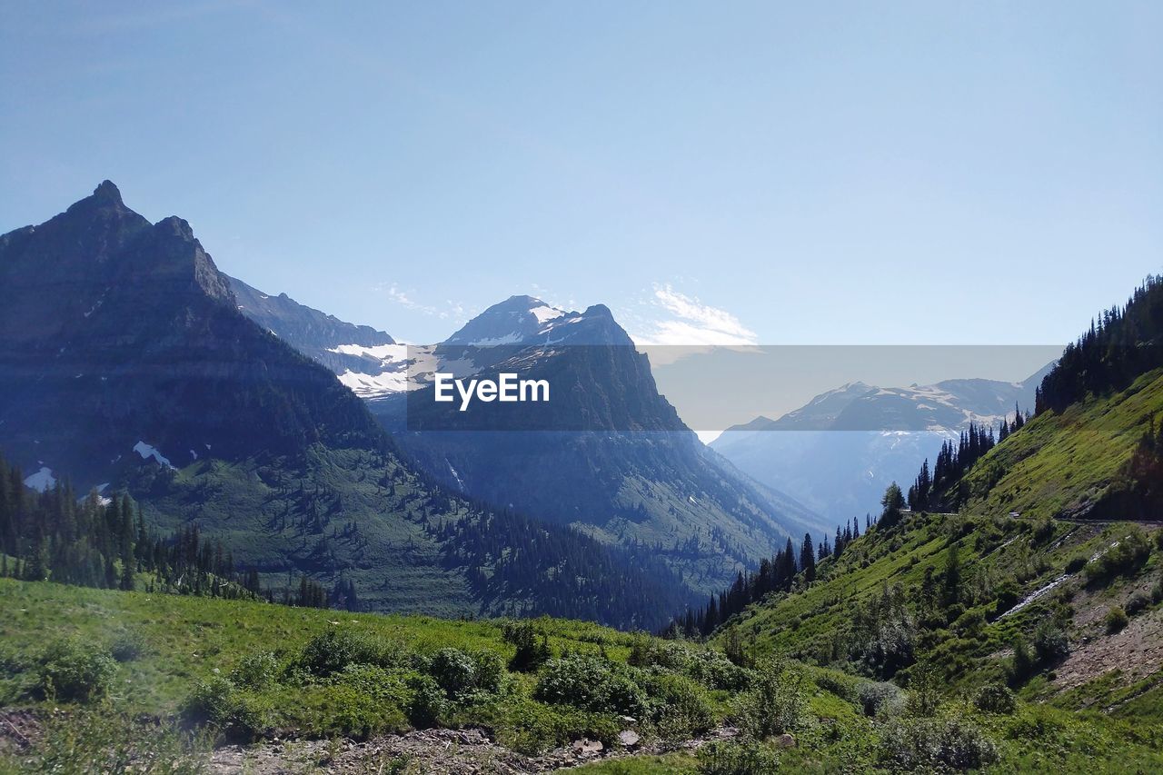 Scenic view of mountains against clear sky