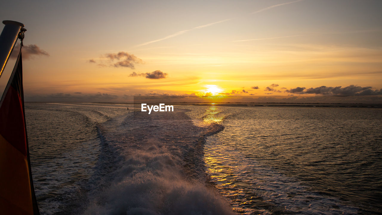 Sunset in the wadden sea in front of pellworm