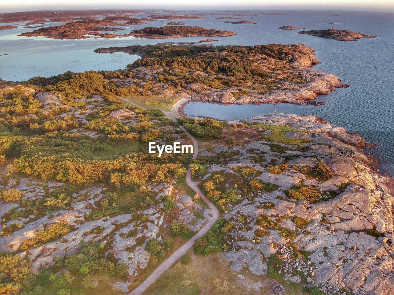 High angle view of rocks on beach