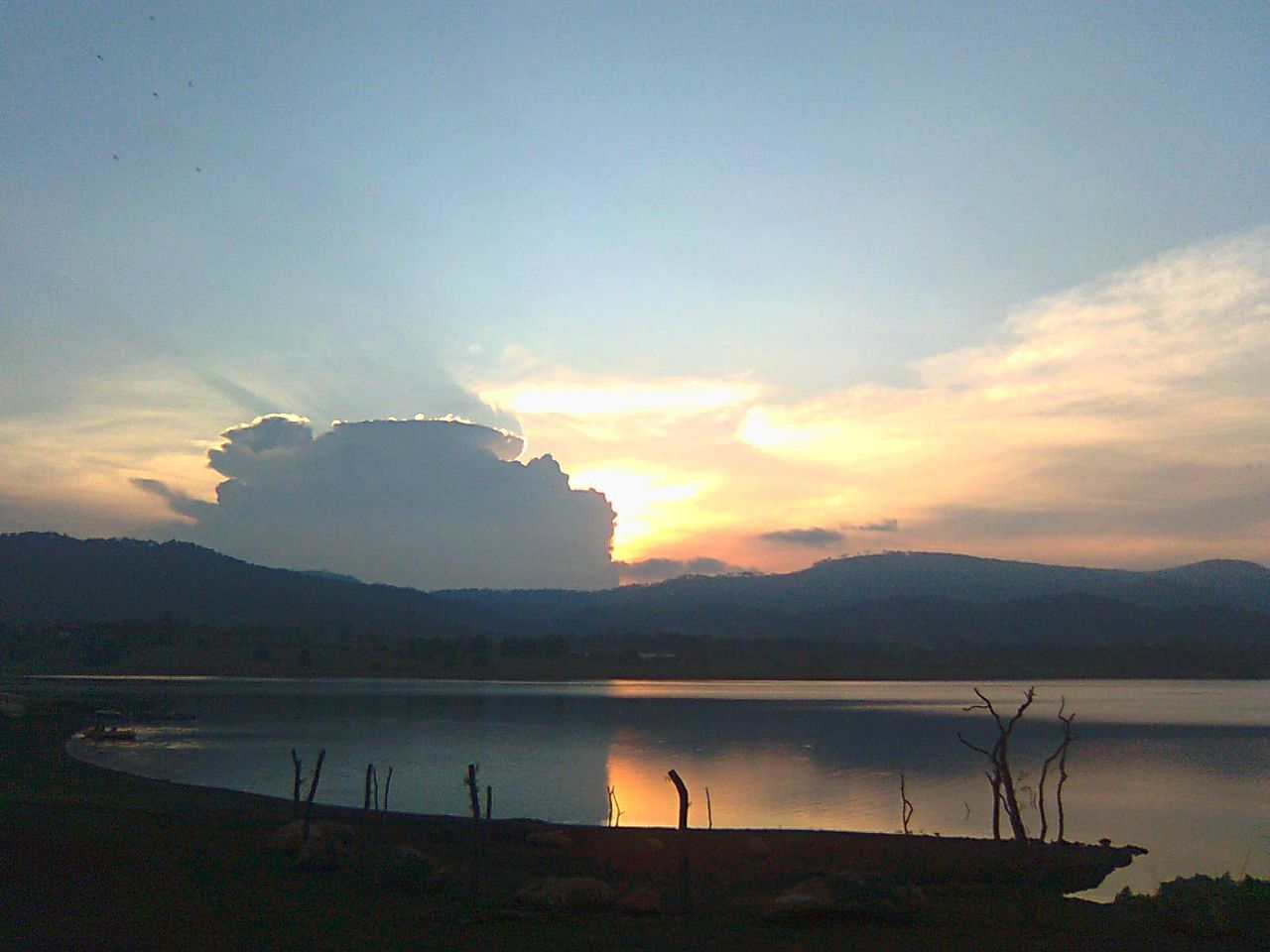 VIEW OF LAKE AT SUNSET
