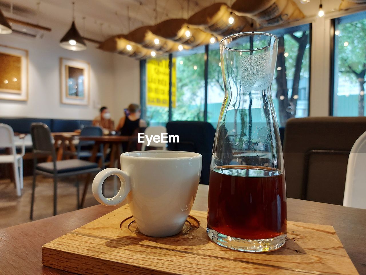 Coffee cup on table in cafe