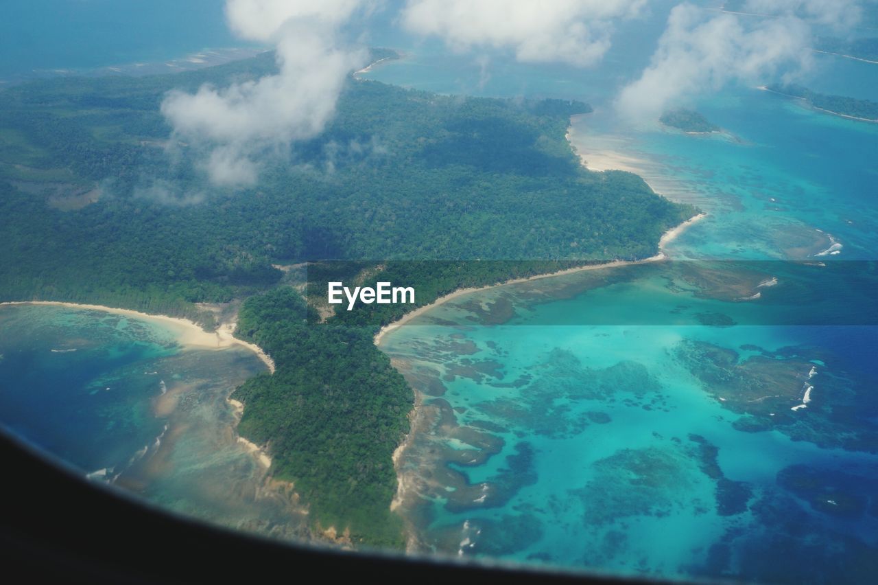 AERIAL VIEW OF LANDSCAPE WITH AIRPLANE