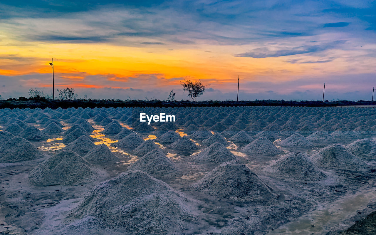 SCENIC VIEW OF FIELD DURING SUNSET