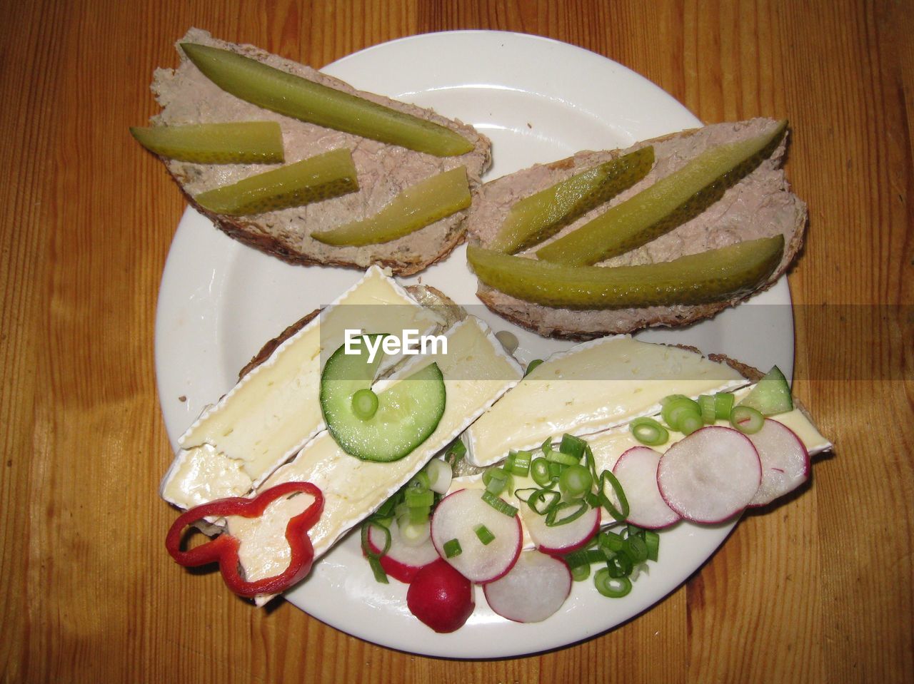 High angle view of sandwich on plate served on table