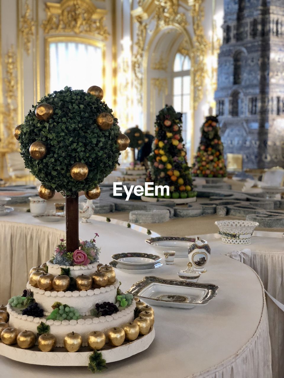 Cakes on tables during celebration