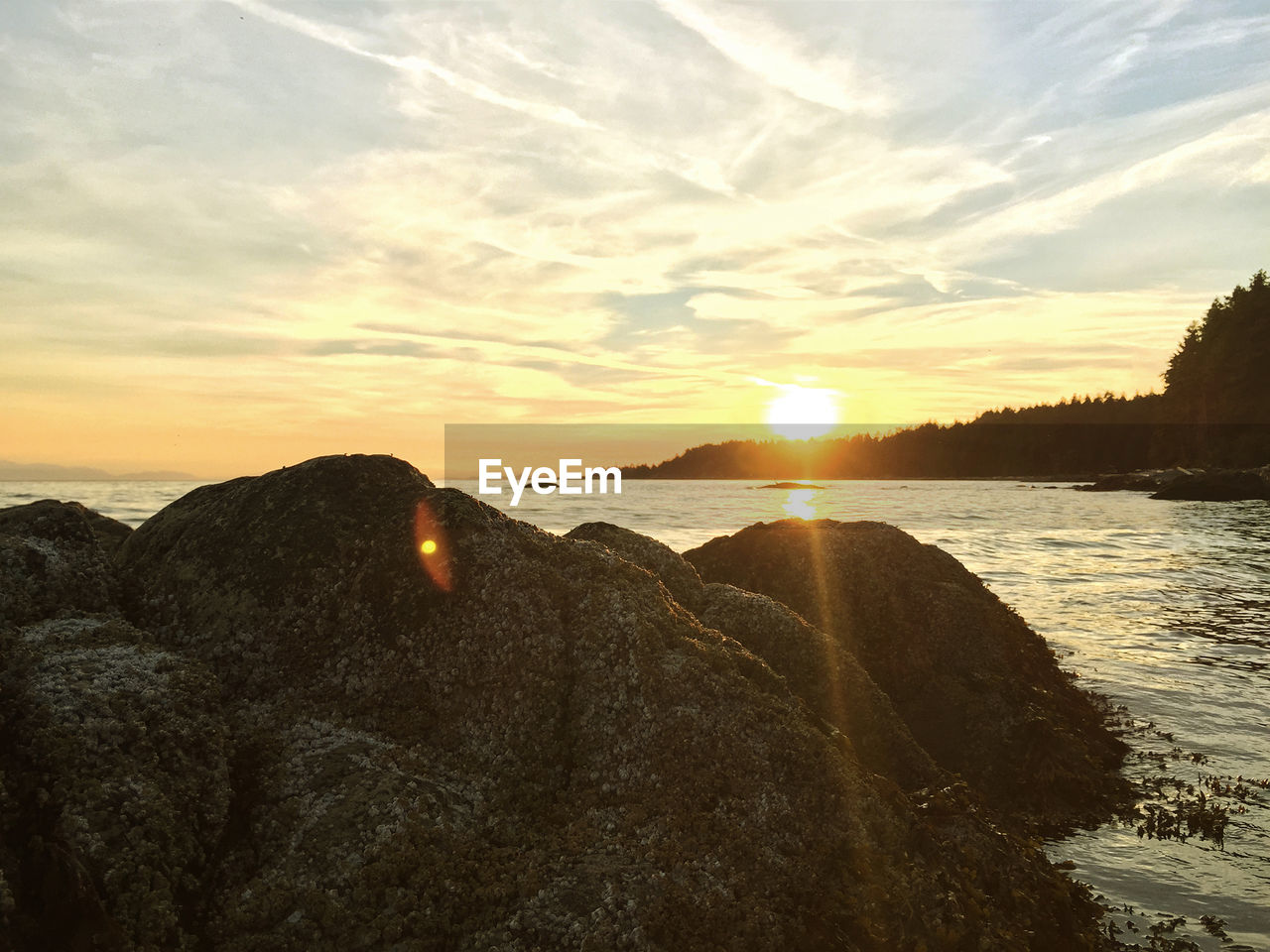 SCENIC VIEW OF SEA AGAINST SKY AT SUNSET