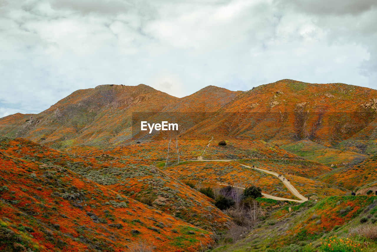 Scenic view of mountain against cloudy sky