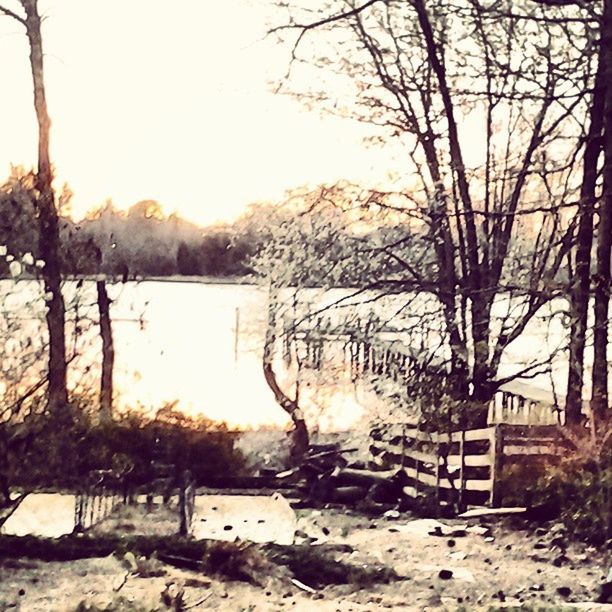 SNOW COVERED LANDSCAPE AT SUNSET