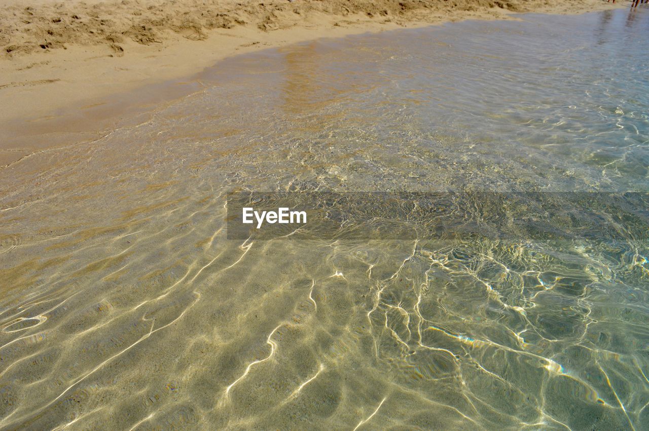 HIGH ANGLE VIEW OF FOOTPRINT ON BEACH