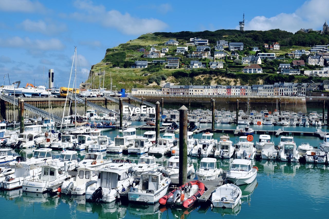 Boats moored in harbor