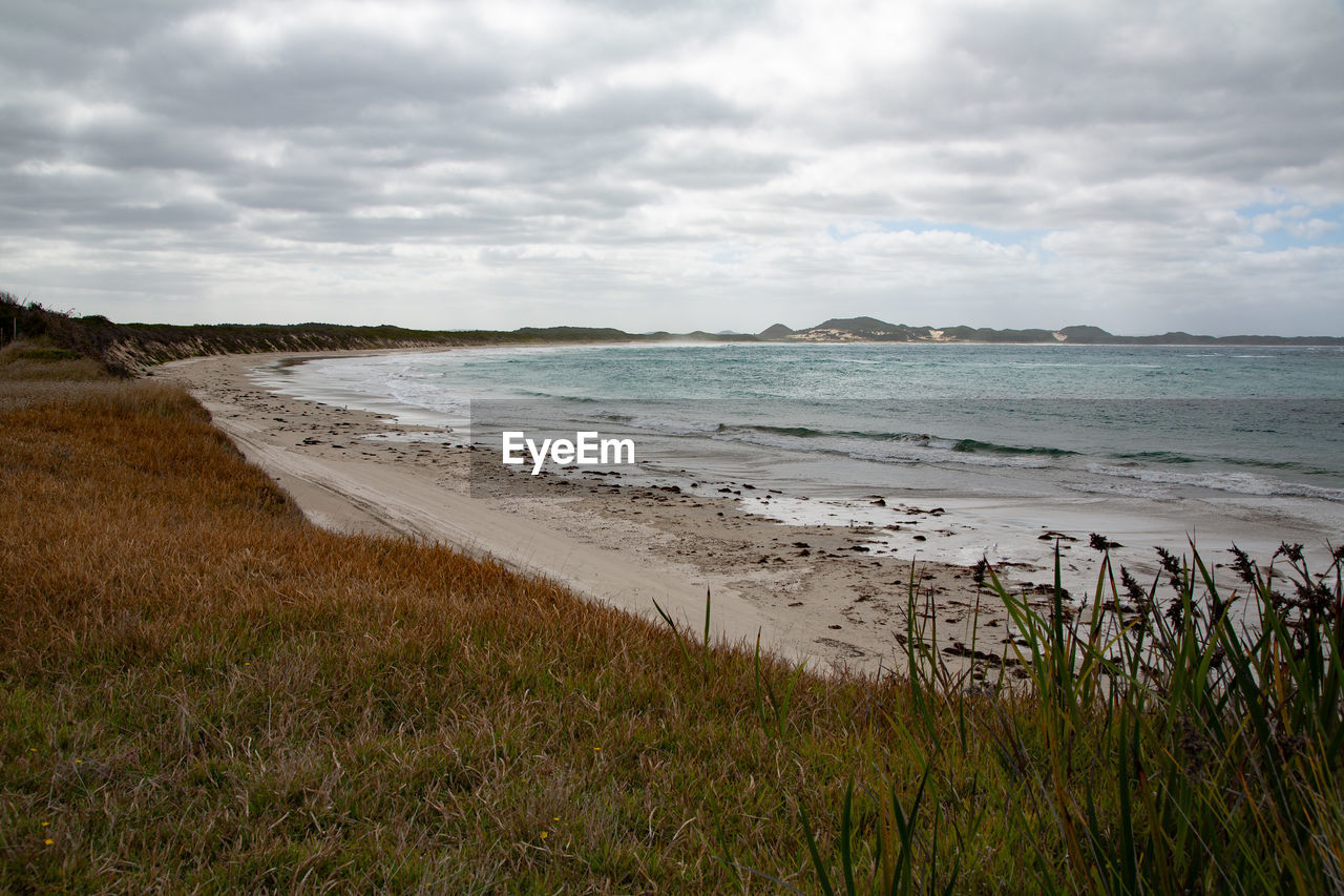 Scenic view of beach against sky