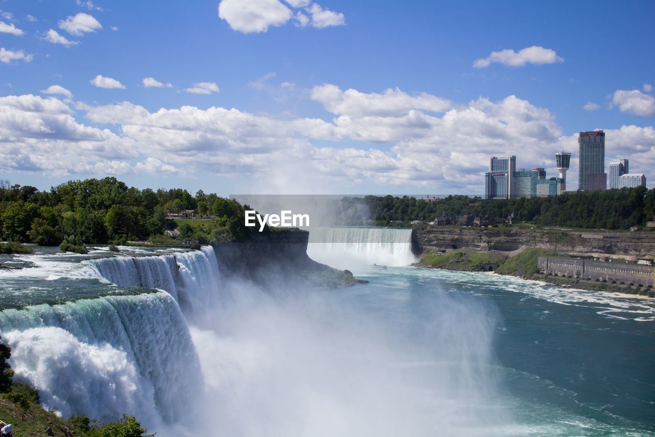 High angle view of waterfalls