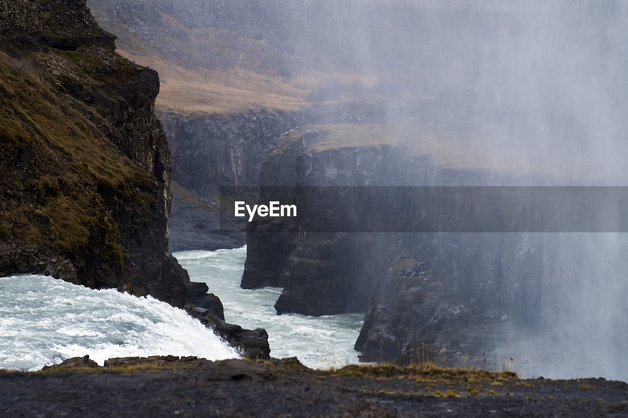 Scenic view of waterfall