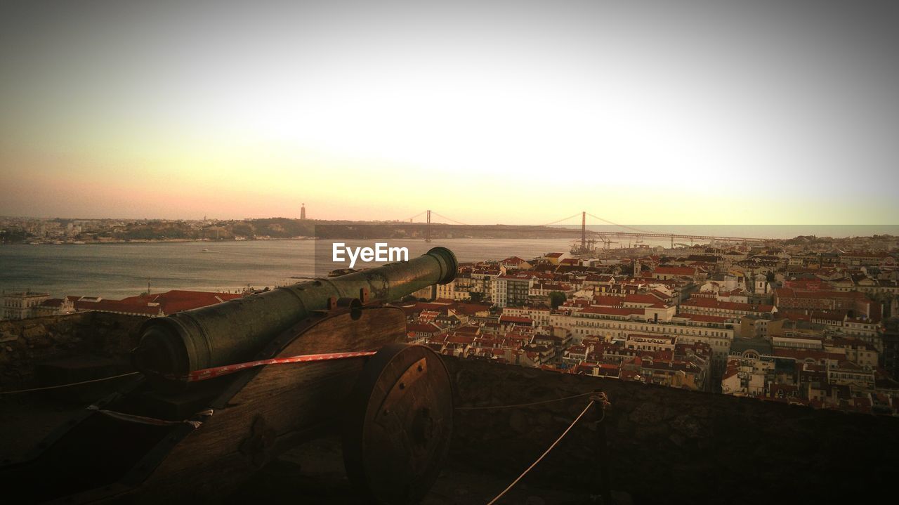 View of city at sunset