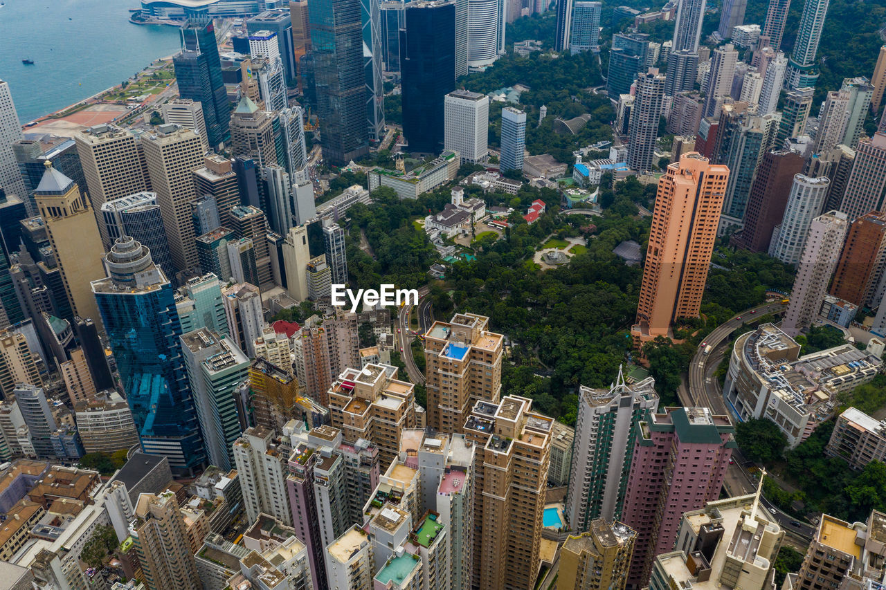 Aerial view of buildings in city