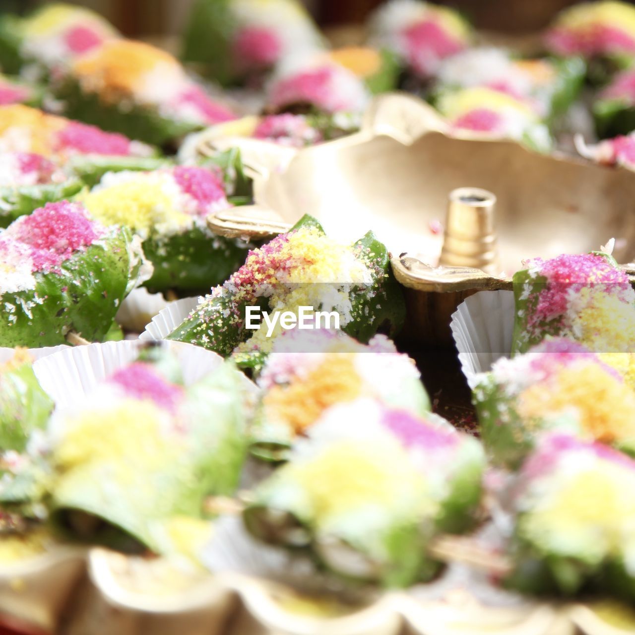 Close-up of paan in cupcake holders