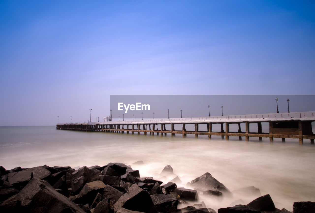 Pondicherry pier long exposure shot of sea