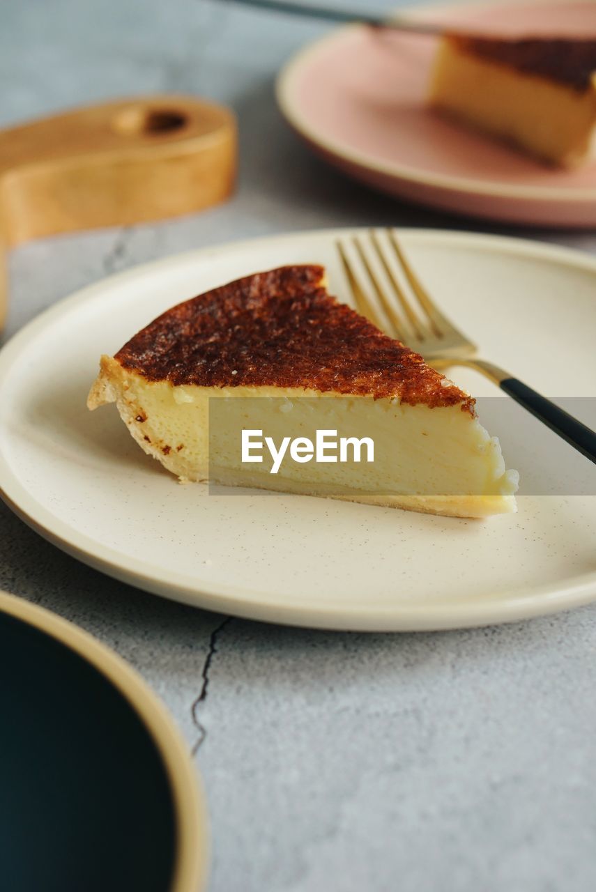 Close-up of cake in plate on table