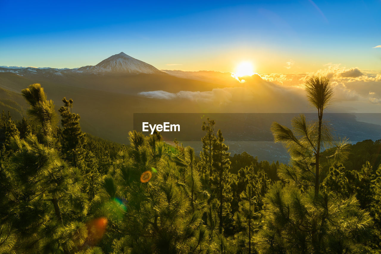 Scenic view of landscape against sky during sunset