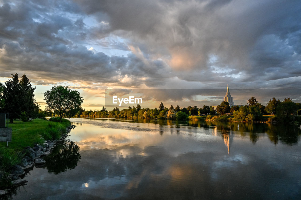 Idaho falls at sunset