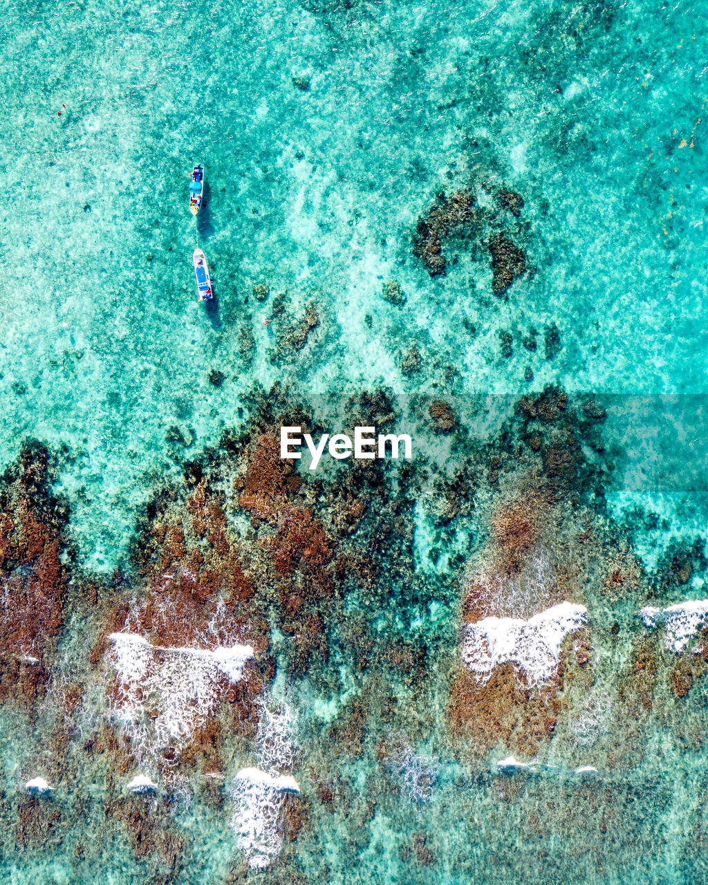 Aerial view of boats on sea