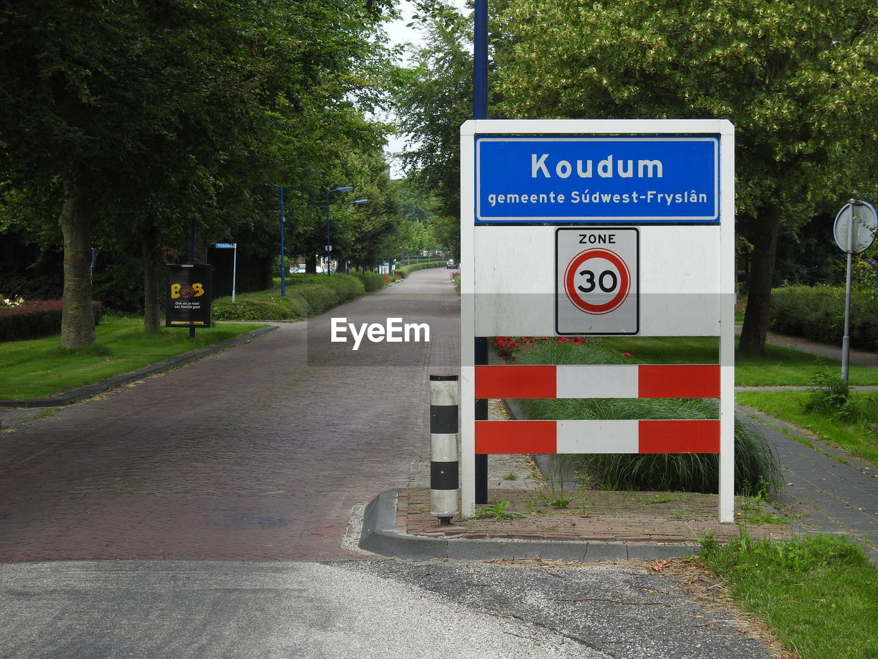 Road sign in park