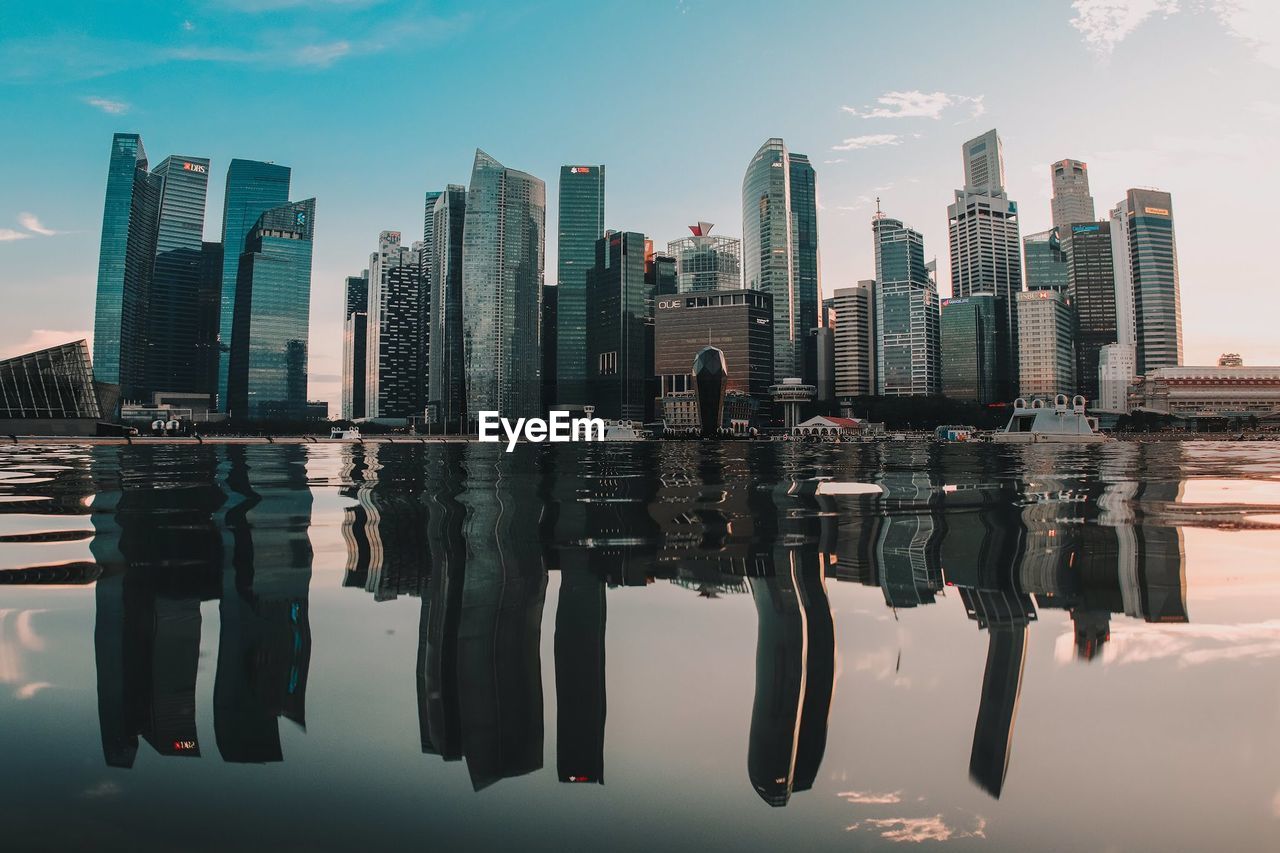 Reflection of buildings in water