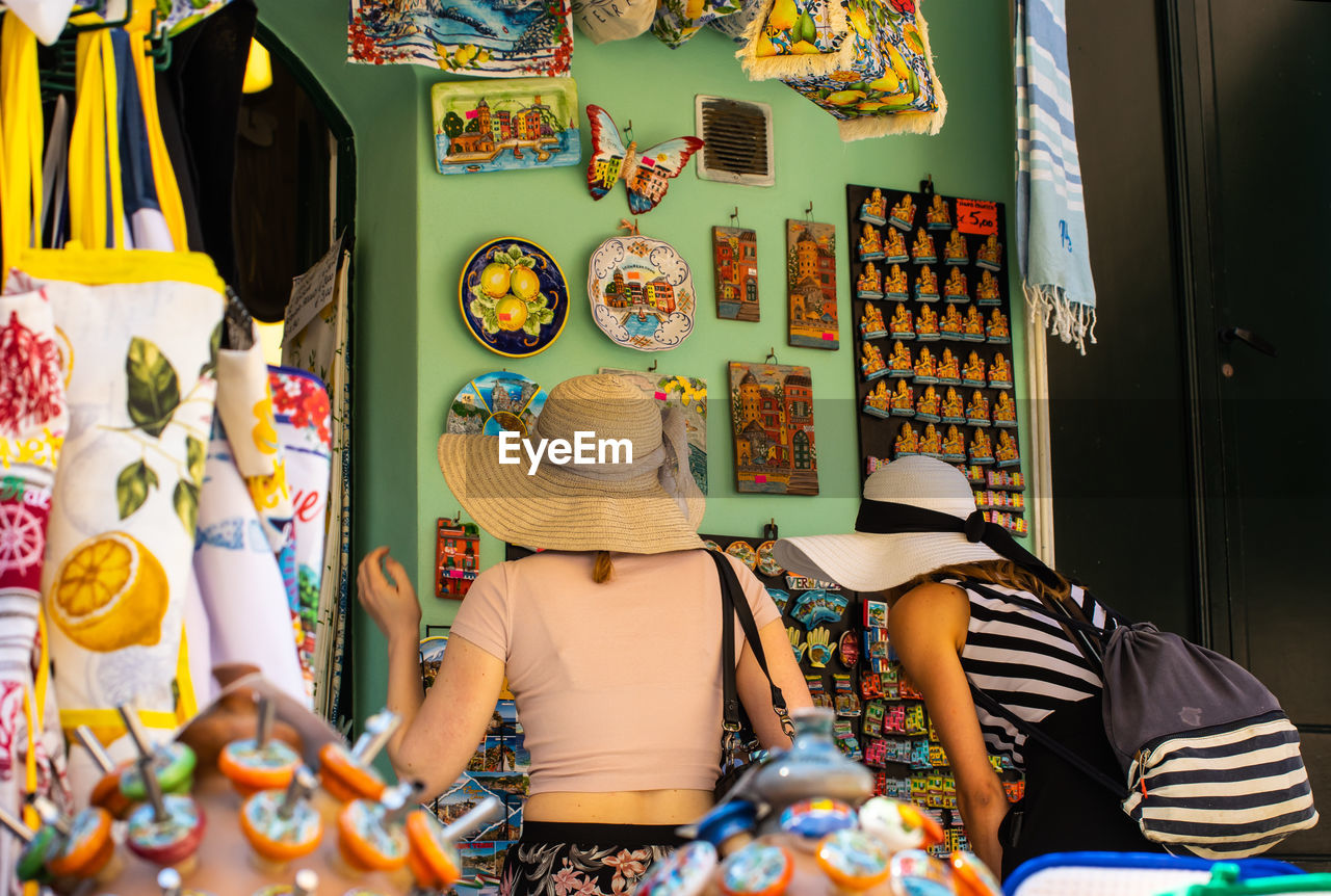 Rear view of woman wearing hat