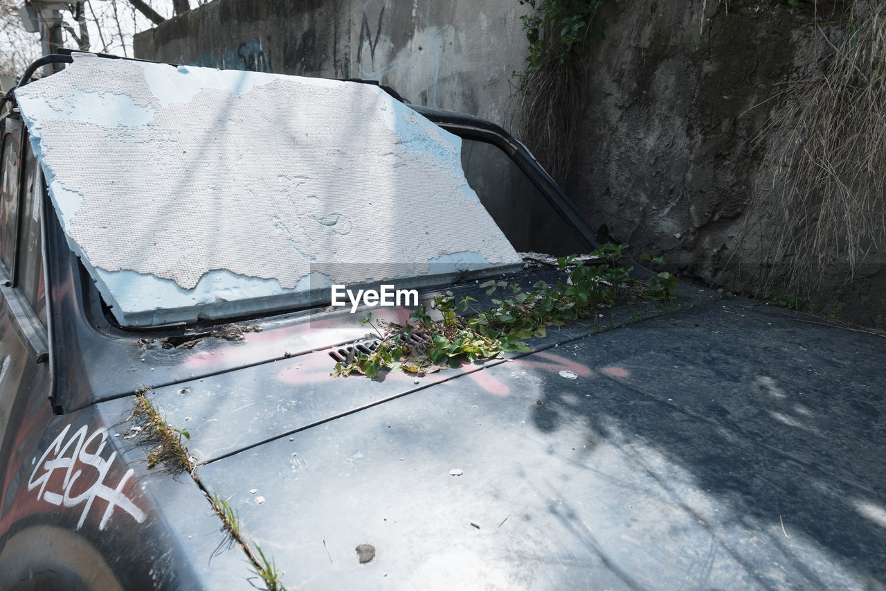 High angle view of car on road