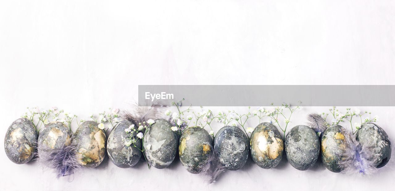 jewellery, fashion accessory, bead, white background, plant, food, earring, no people, panoramic, copy space, food and drink, studio shot, nature, indoors, freshness, gemstone, in a row