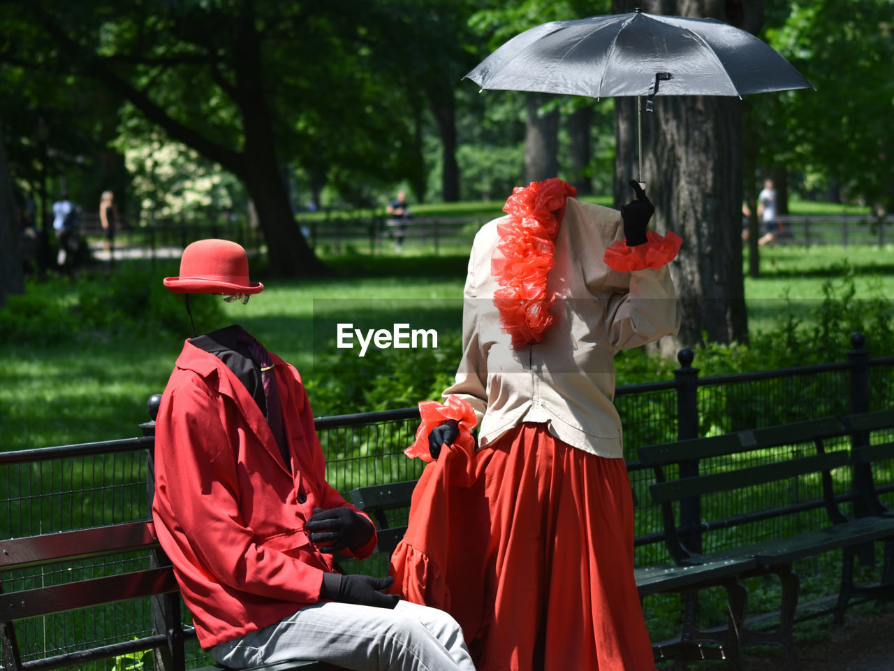 Central Park Green Green Color Invisible New York New York City Red Adult Clothing Costume Costumes Day Entertainment Focus On Foreground Greenery Lifestyles Nature Outdoors Park People Real People Red Red Color Tree Umbrella The Street Photographer - 2018 EyeEm Awards