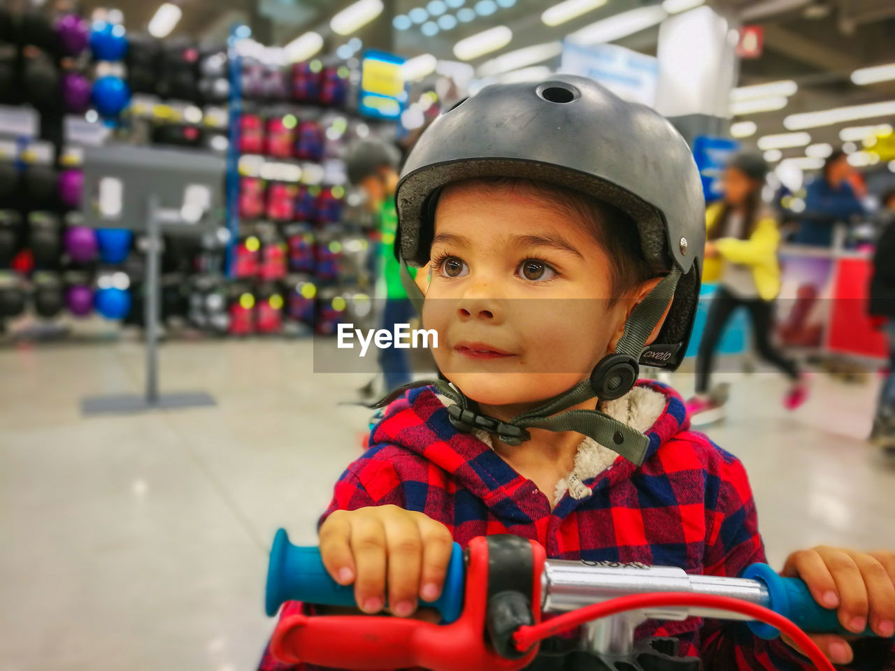 Portrait of cute boy looking away