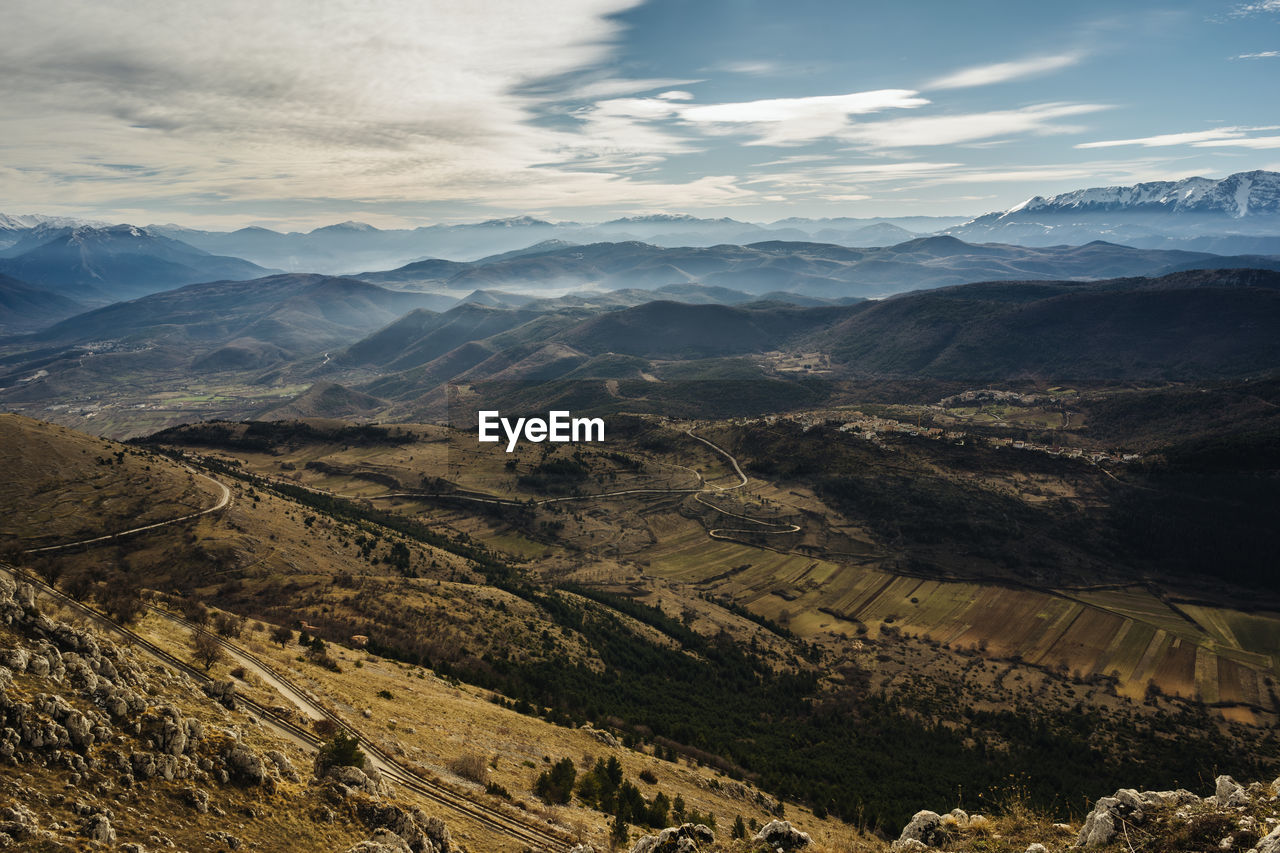 High angle view of landscape against sky