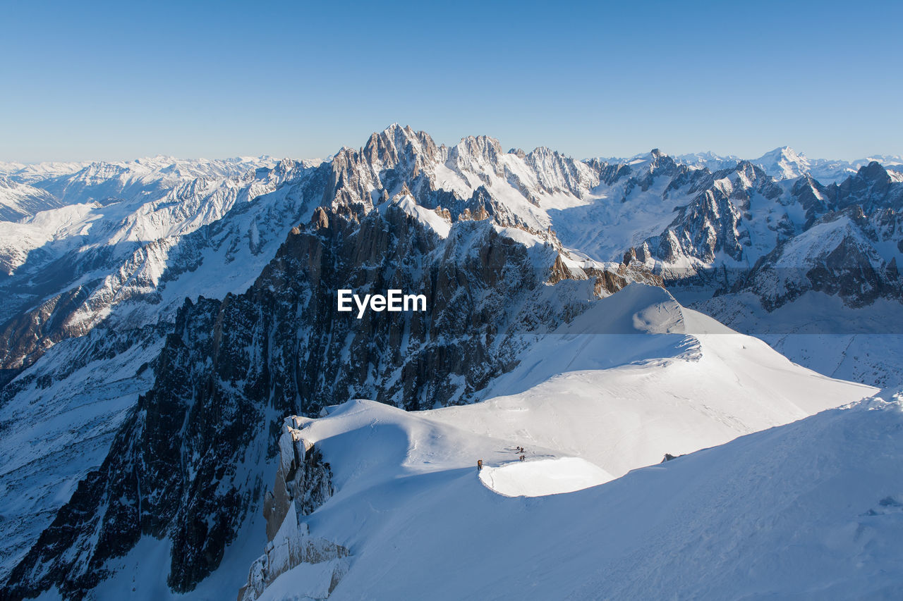 Scenic view of snow covered mountains