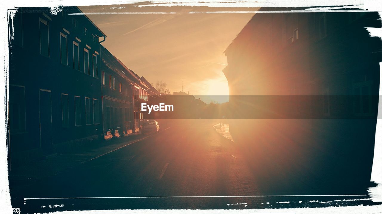 Silhouette of buildings during sunrise