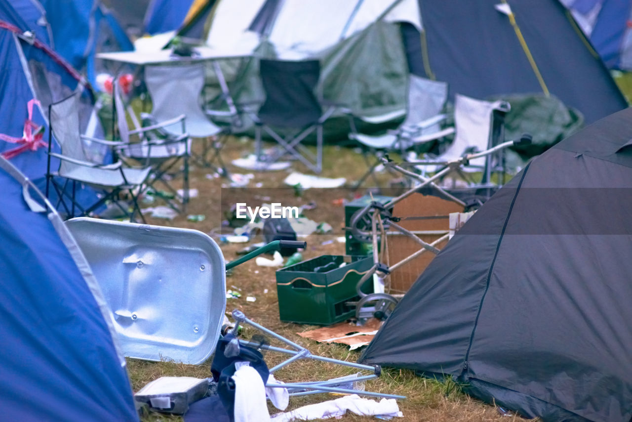 high angle view of tent