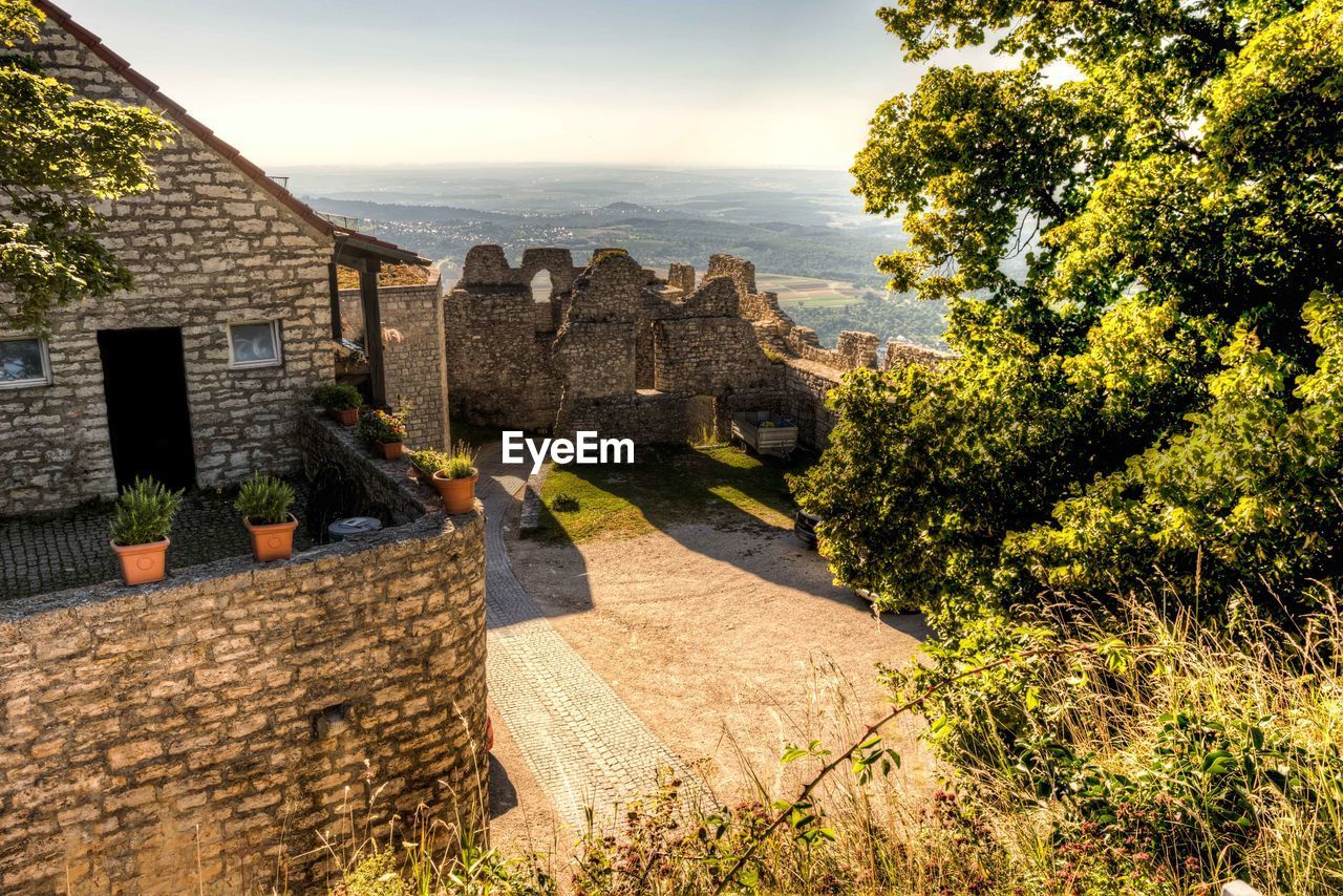 High angle view of old ruin