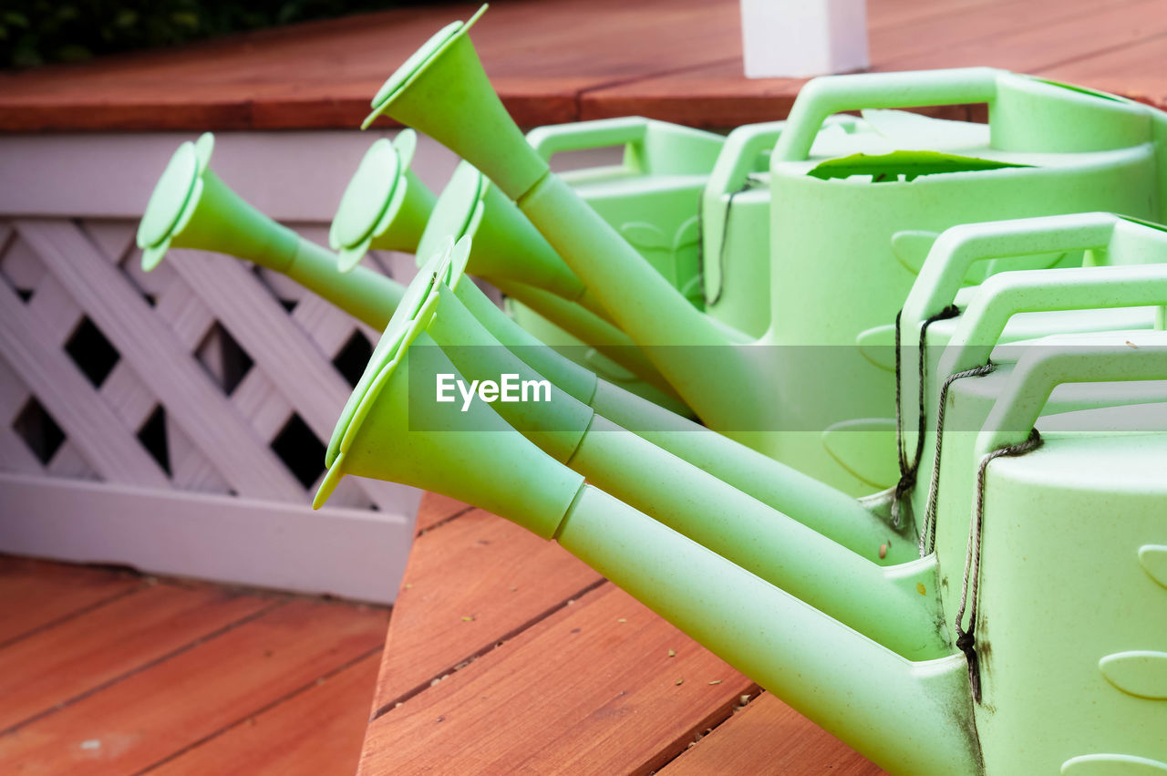 High angle view of watering can