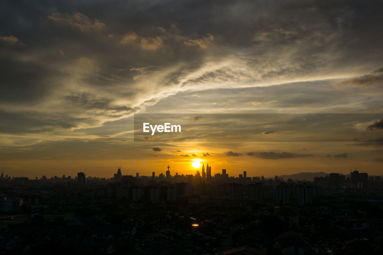 View of cityscape during sunset