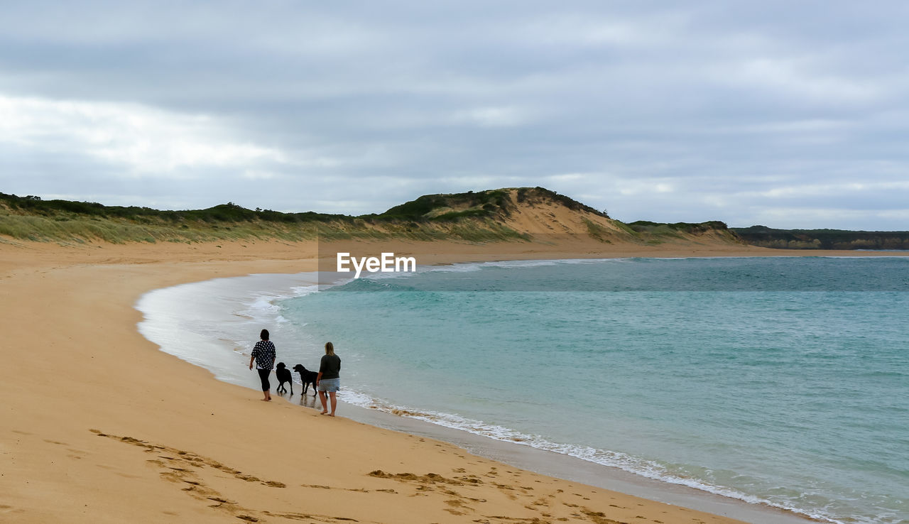 MEN ON BEACH AGAINST SKY